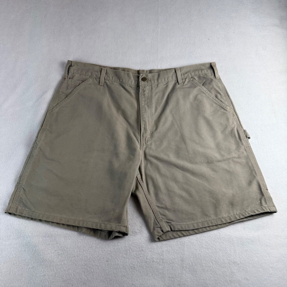 Carhartt Mens Tan Canvas Carpenter Utility Shorts Size 40 Khaki Workwear